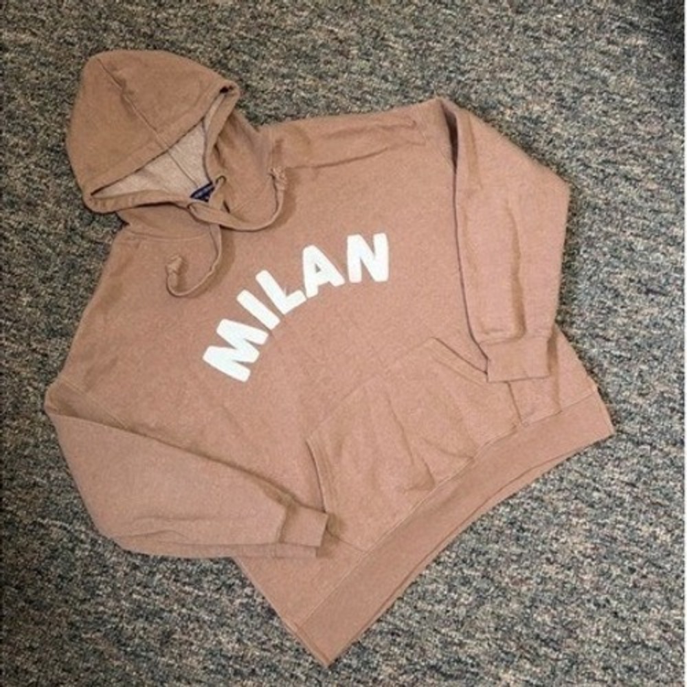 Ocean Drive Milan Graphic Hoodie Sweatshirt Pink Brown Women's Size M